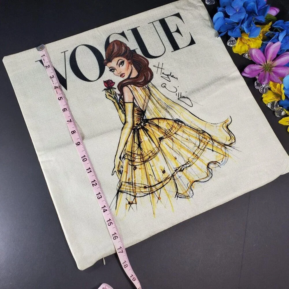 Belle Throw Pillowcase Beauty Beast Princess Sham Accent Pillow Cushion Cover